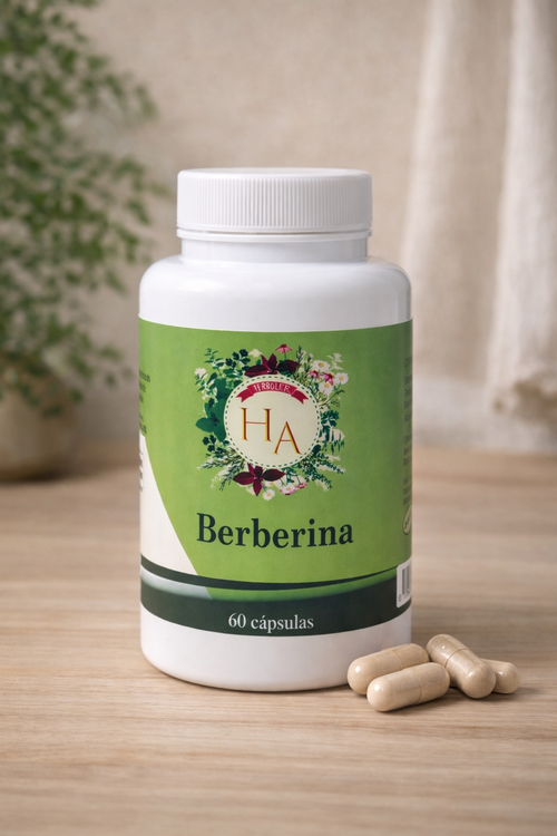 Bote de Berberina 60 cápsulas con extracto de raíz de agracejo al 97 % — suplemento vegetal para el metabolismo y bienestar digestivo.