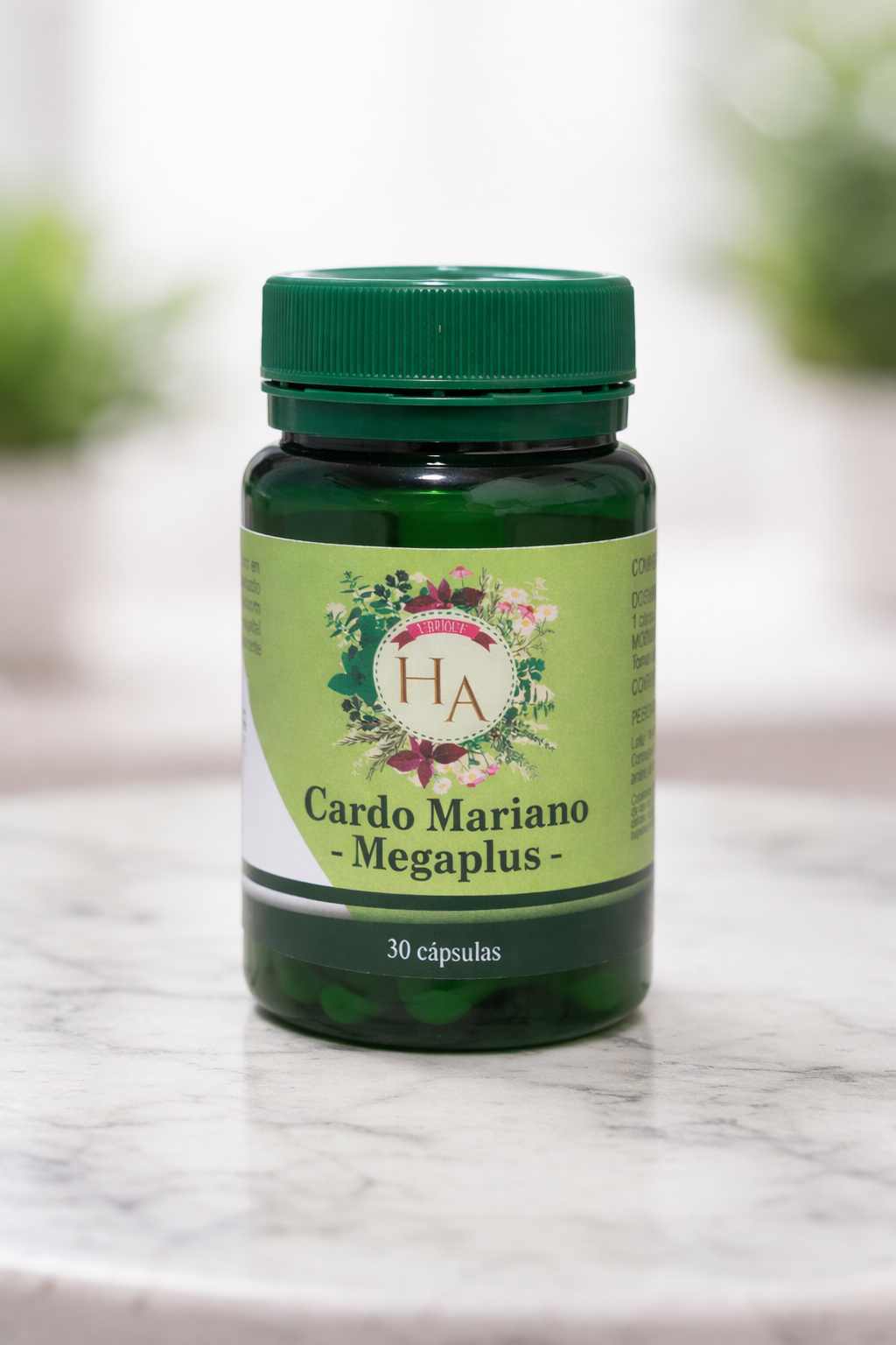 Cardo Mariano Megaplus - Suplemento vegetal con extracto estandarizado de silimarina y polvo de cardo mariano - 30 cápsulas